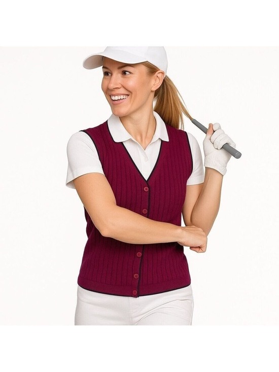 Eastbrook Clothing Company Jackets & Blazers - EASTBROOK Clothing Company Maroon w/ Black Trim Button Down Sweater Vest, Size M